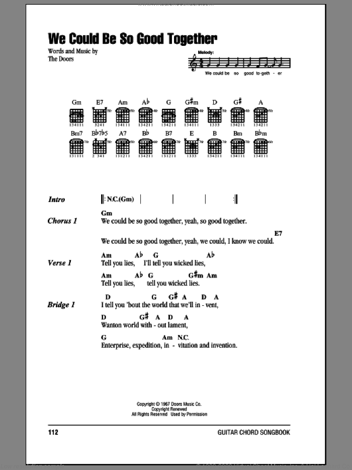 We Could Be So Good Together sheet music for guitar (chords) by The Doors, intermediate skill level
