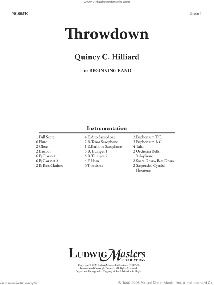 Throwdown (COMPLETE) sheet music for concert band by Quincy Hilliard, intermediate skill level
