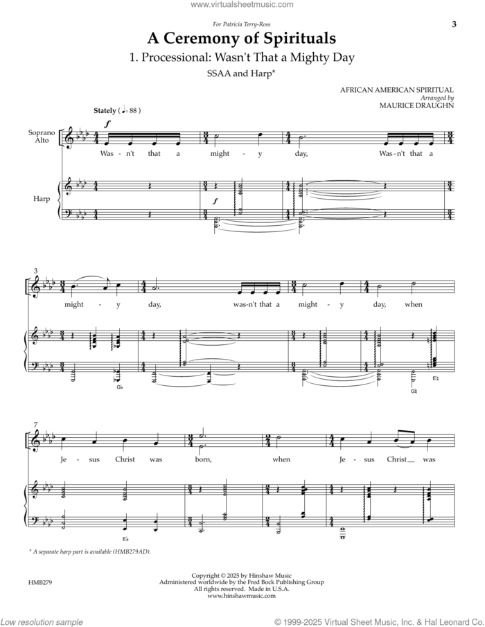 A Ceremony Of Spirituals sheet music for choir (SATB: soprano, alto, tenor, bass) by Maurice Draughn, intermediate skill level