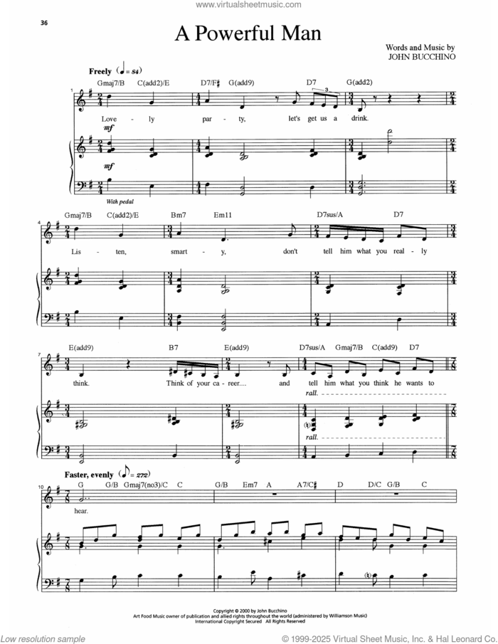 A Powerful Man sheet music for voice and piano by John Bucchino, intermediate skill level