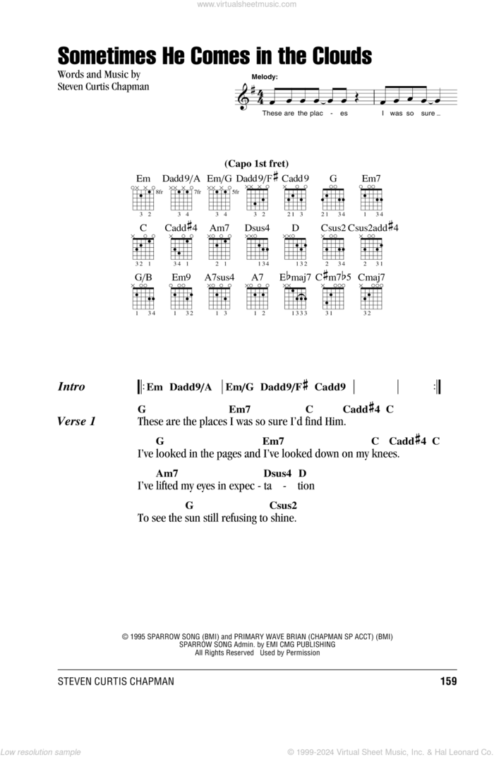 Sometimes He Comes In The Clouds sheet music for guitar (chords) by Steven Curtis Chapman, intermediate skill level