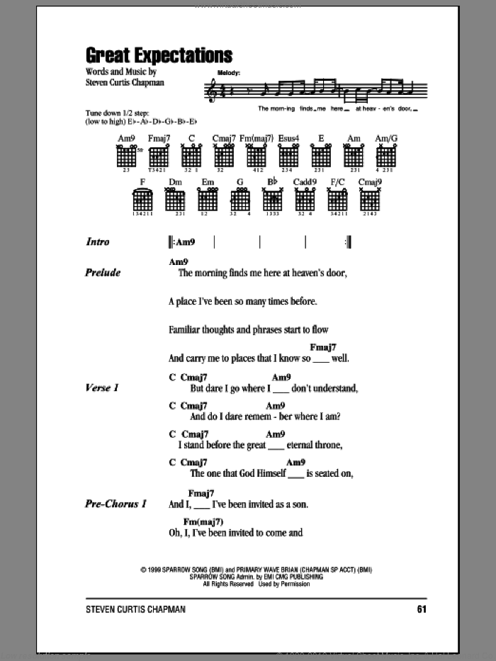 Great Expectations sheet music for guitar (chords) by Steven Curtis Chapman, intermediate skill level