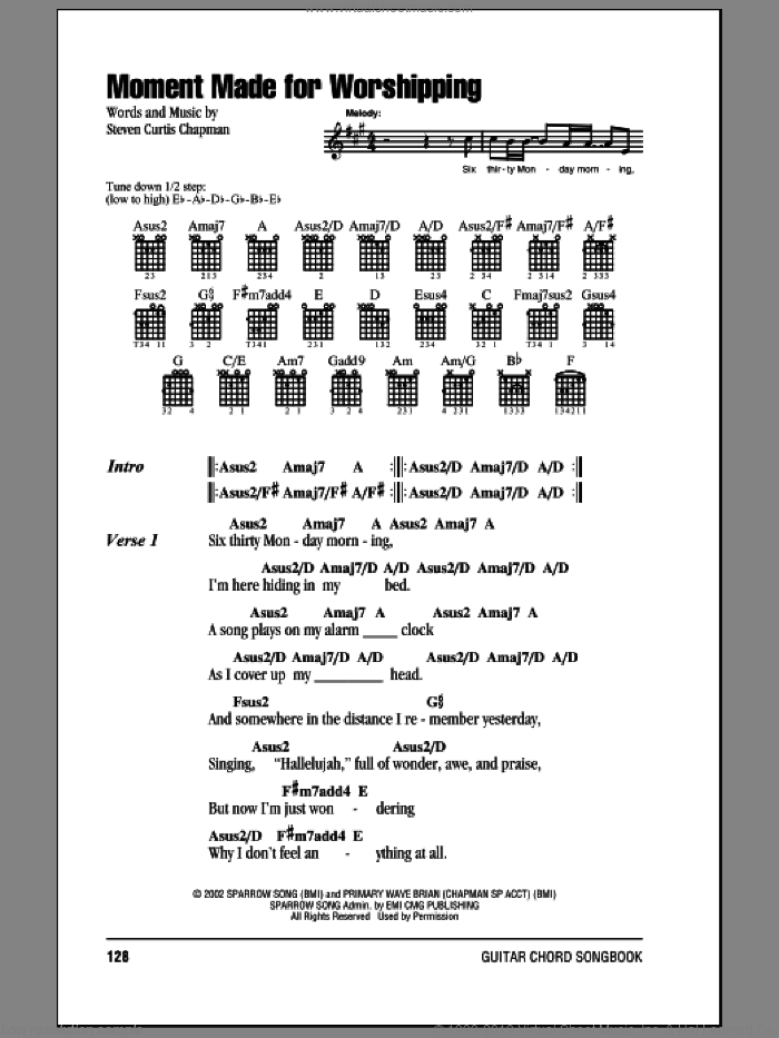 Moment Made For Worshipping sheet music for guitar (chords) by Steven Curtis Chapman, intermediate skill level