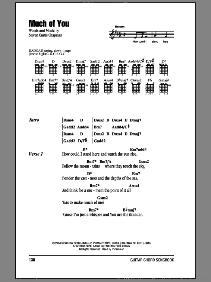 Much Of You sheet music for guitar (chords) by Steven Curtis Chapman, intermediate skill level