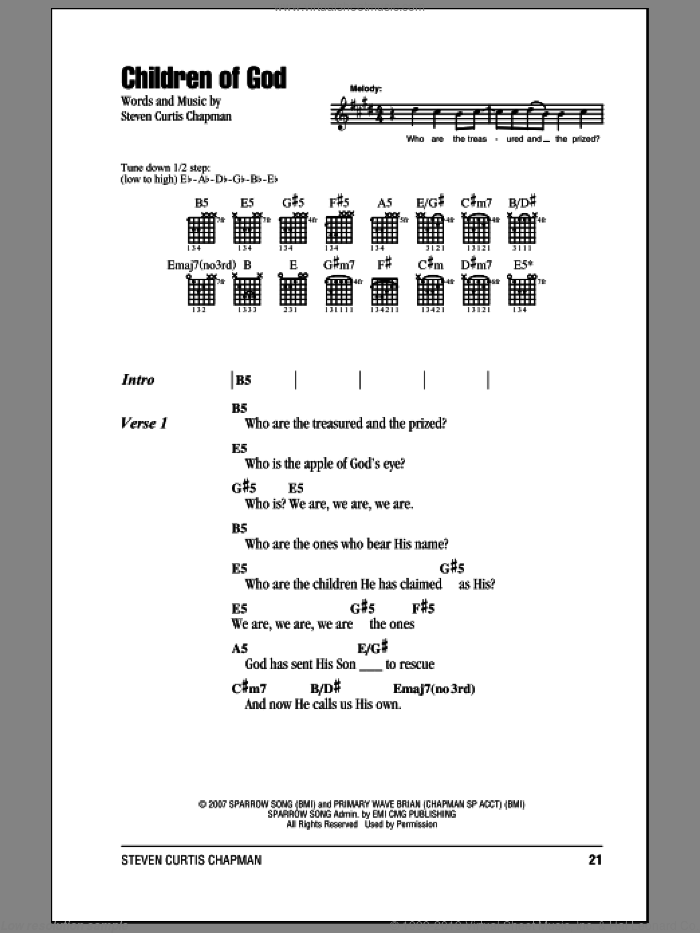 Children Of God sheet music for guitar (chords) by Steven Curtis Chapman, intermediate skill level