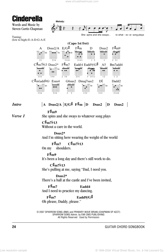 Cinderella sheet music for guitar (chords) by Steven Curtis Chapman, intermediate skill level