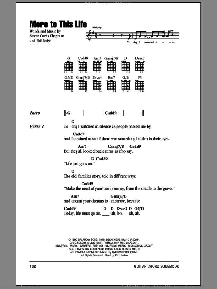 More To This Life sheet music for guitar (chords) by Steven Curtis Chapman and Phil Naish, intermediate skill level