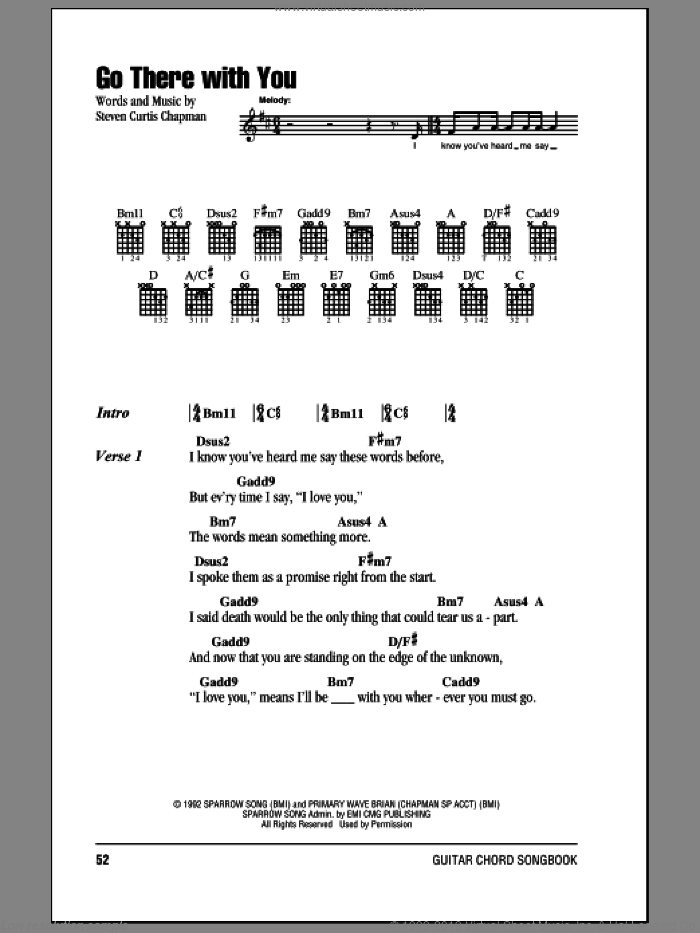 Go There With You sheet music for guitar (chords) by Steven Curtis Chapman, wedding score, intermediate skill level