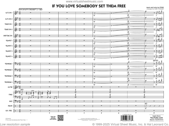 If You Love Somebody Set Them Free (arr. Mike Tomaro) (COMPLETE) sheet music for jazz band by Sting and Mike Tomaro, intermediate skill level