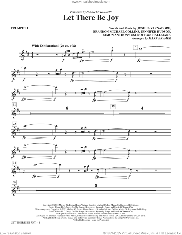 Let There Be Joy (arr. Mark Brymer) (complete set of parts) sheet music for orchestra/band (Instrumental Accompaniment) by Mark Brymer, Brandon Michael Collins, Jennifer Hudson, Joshua Varnadore and Simon Anthony Oscroft, intermediate skill level