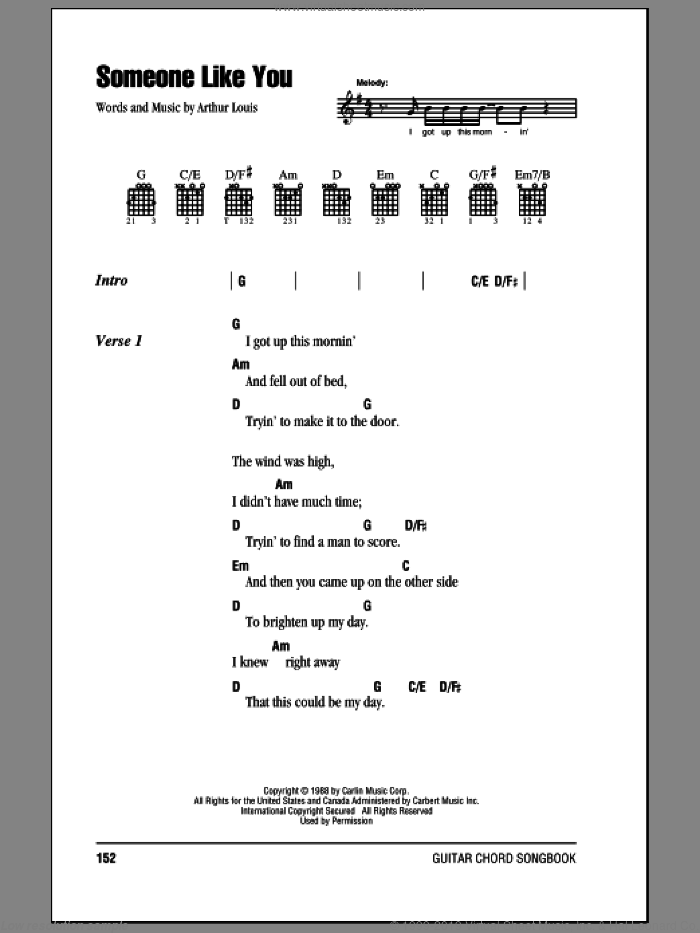 Someone Like You sheet music for guitar (chords) by Eric Clapton and Arthur Louis, intermediate skill level