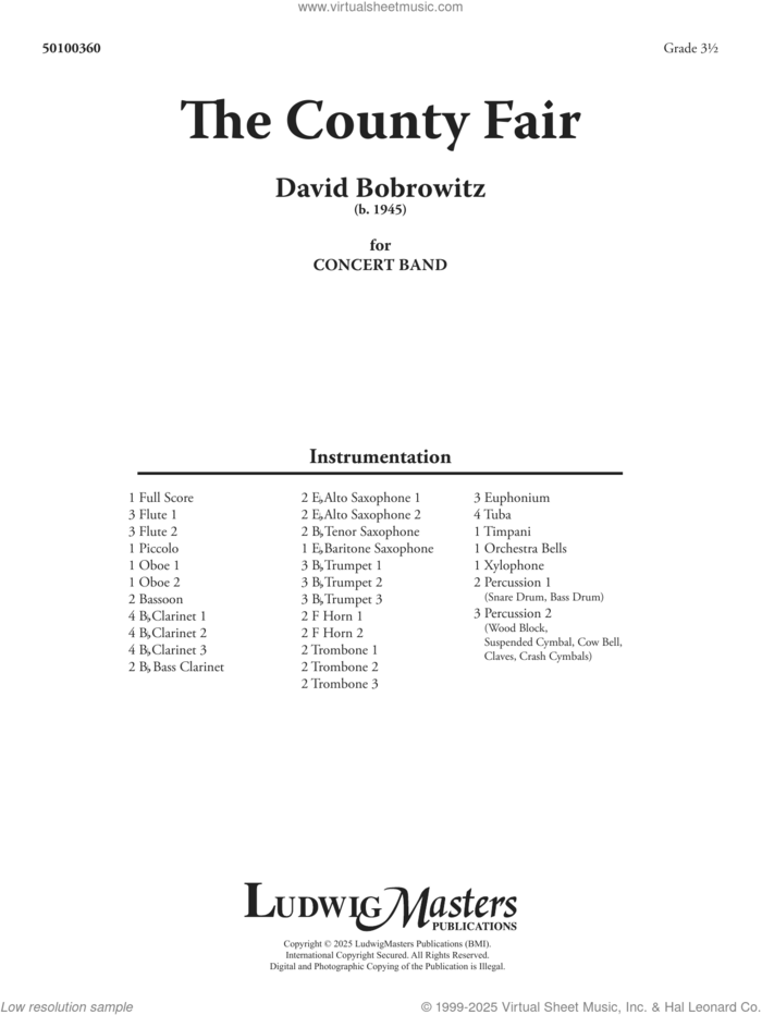 The County Fair (COMPLETE) sheet music for concert band by David Bobrowitz, intermediate skill level