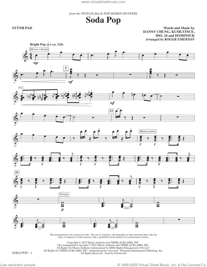 Soda Pop (from KPop Demon Hunters) (arr. Roger Emerson) (complete set of parts) sheet music for orchestra/band (Rhythm) by Saja Boys, 24, Danny Chung, Dominsuk, Ido, Kush (aka Byoung-hoon Kim), Roger Emerson and Vince (aka Joe Rhee), intermediate skill level