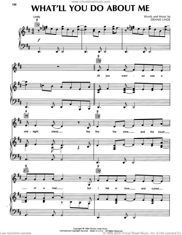What'll You Do About Me sheet music for voice, piano or guitar by Randy Travis and Dennis Linde, intermediate skill level