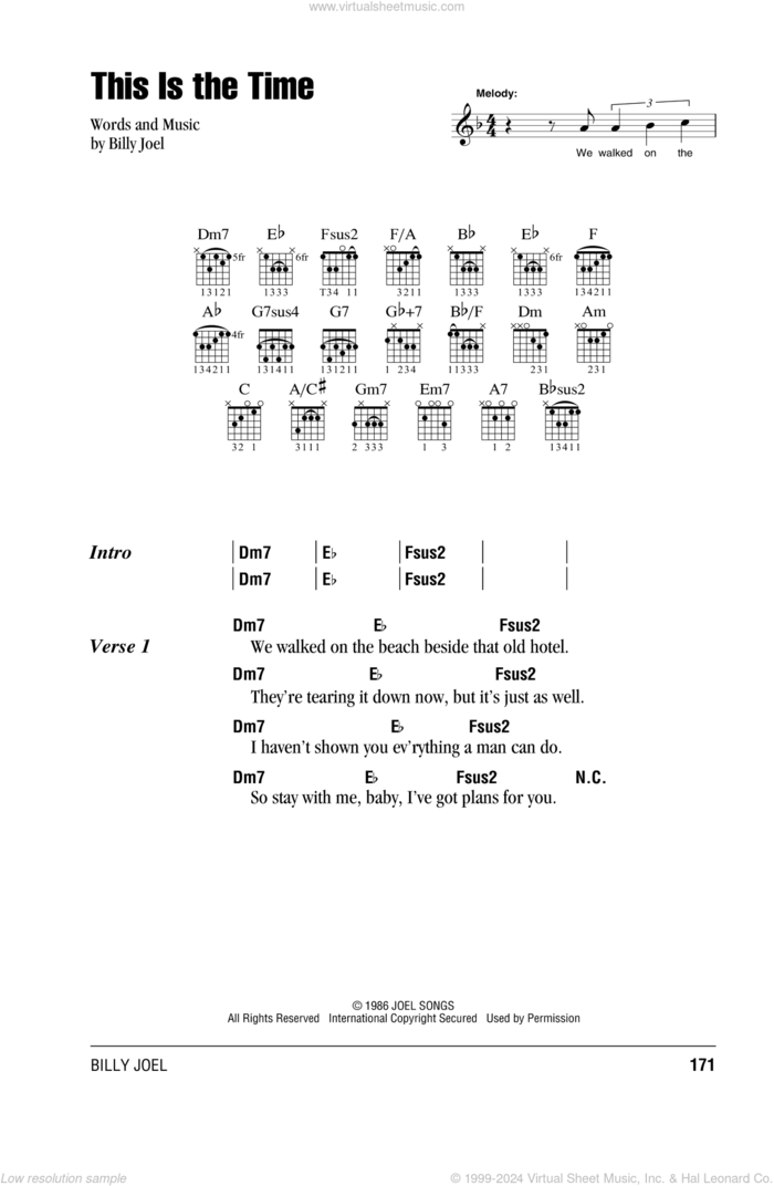 This Is The Time sheet music for guitar (chords) by Billy Joel, intermediate skill level