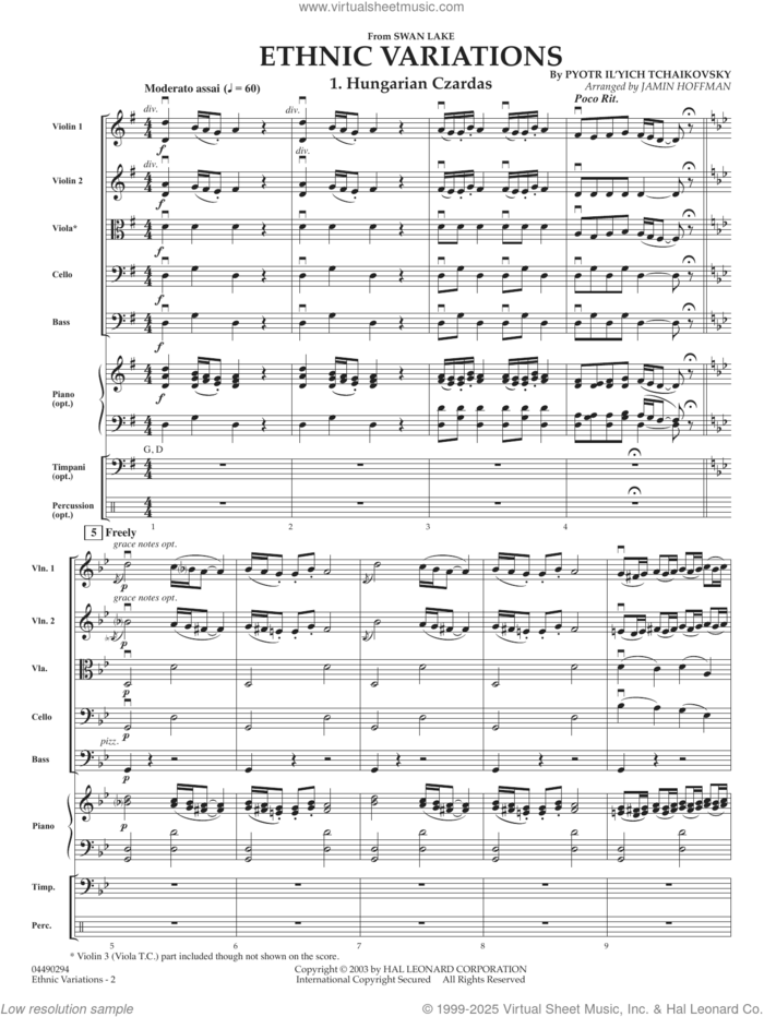 Ethnic Variations (arr. Jamin Hoffman) (COMPLETE) sheet music for orchestra by Pyotr Ilyich Tchaikovsky and Jamin Hoffman, classical score, intermediate skill level