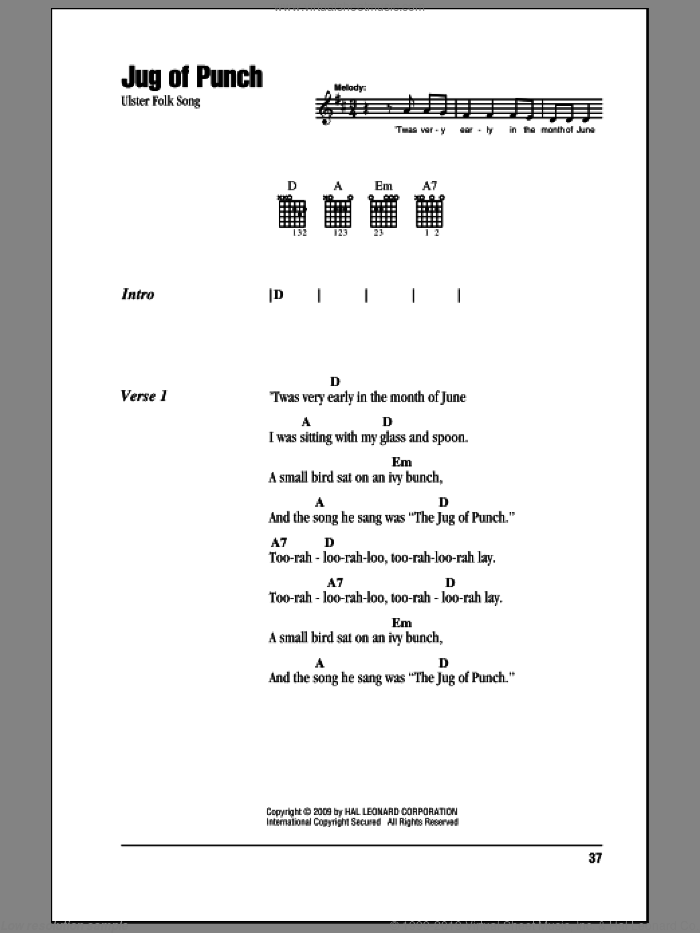 Jug Of Punch sheet music for guitar (chords), intermediate skill level