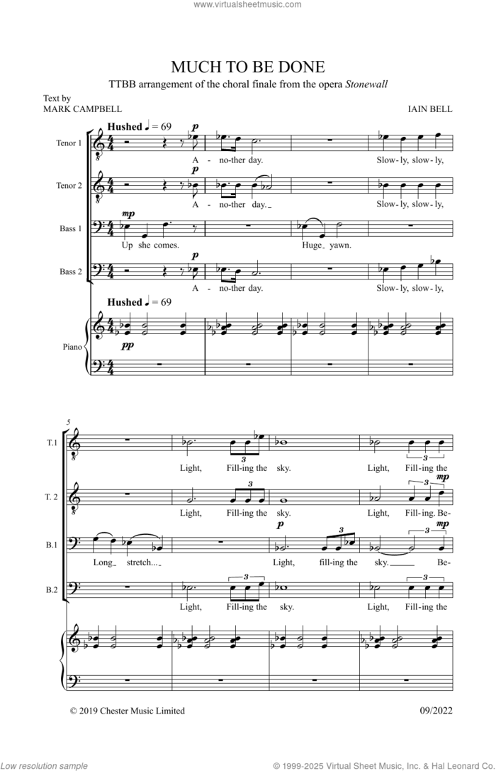 Much To Be Done sheet music for choir (TTBB: tenor, bass) by Mark Campbell and Iain Bell, intermediate skill level