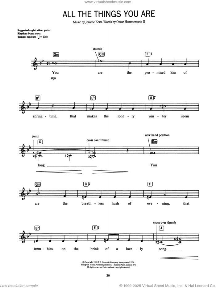 All The Things You Are sheet music for voice and other instruments (fake book) by Oscar II Hammerstein, Jerome Kern and Jerome Kern and Oscar Hammerstein II, intermediate skill level