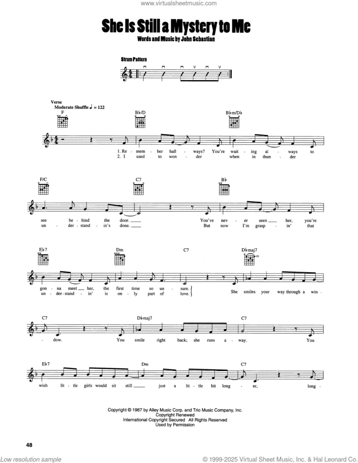She Is Still A Mystery To Me sheet music for guitar solo (chords) by John Sebastian, easy guitar (chords)