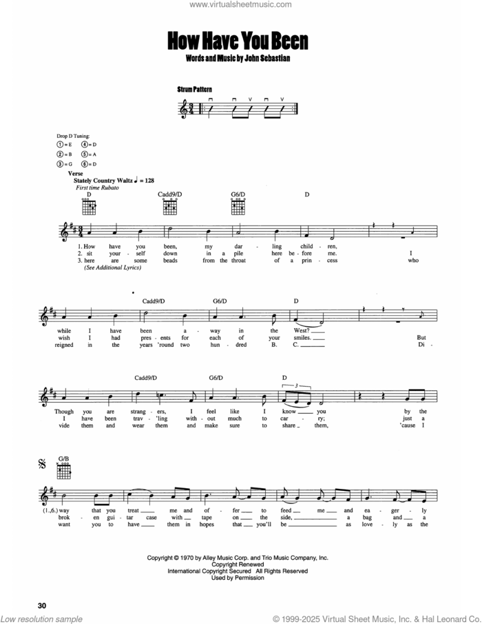 How Have You Been sheet music for guitar solo (chords) by John Sebastian, easy guitar (chords)