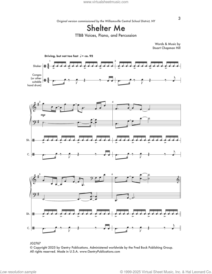 Shelter Me sheet music for choir (TTBB: tenor, bass) by Stuart Chapman Hill, intermediate skill level