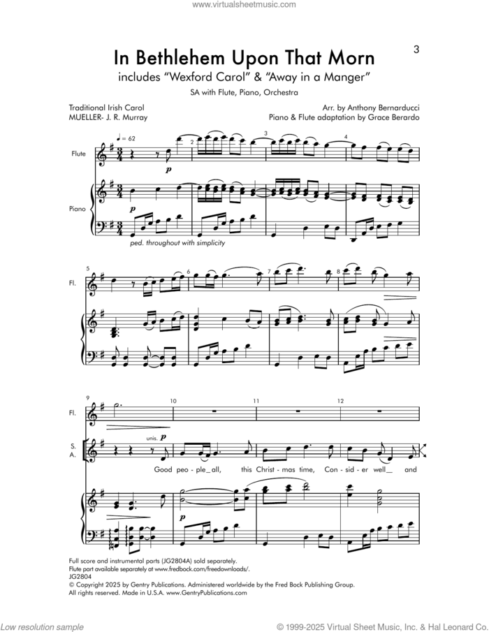 In Bethlehem Upon That Morn sheet music for choir (2-Part Treble) by Anthony Bernarducci, J.R. Murray and Miscellaneous, intermediate skill level
