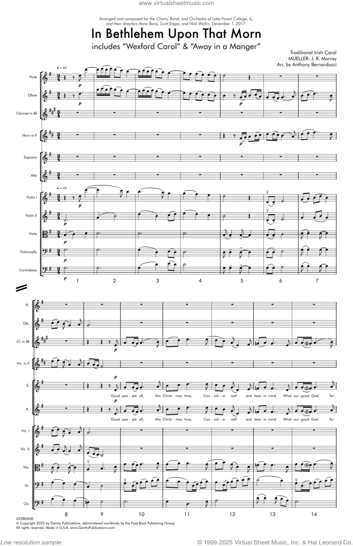 In Bethlehem Upon That Morn (COMPLETE) sheet music for orchestra/band by Anthony Bernarducci, J.R. Murray and Miscellaneous, intermediate skill level