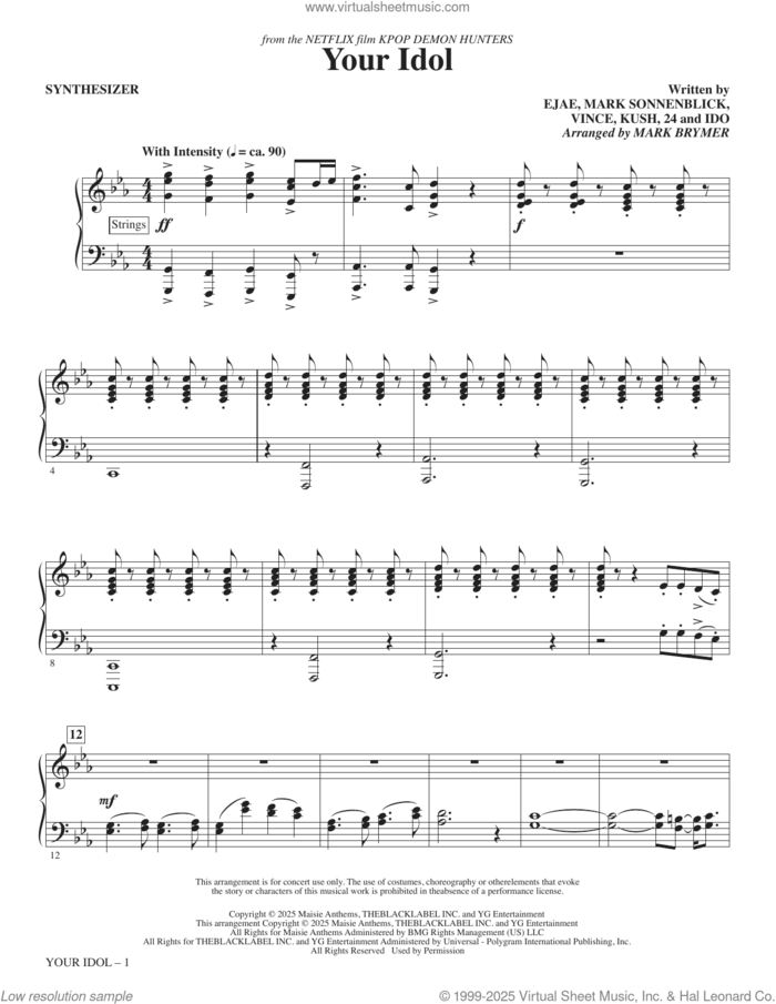 Your Idol (from KPop Demon Hunters) (arr. Mark Brymer) (complete set of parts) sheet music for orchestra/band (Rhythm) by Mark Brymer, 24, Ido, Kush (aka Byoung-hoon Kim), Mark Sonnenblick, Saja Boys and Vince (aka Joe Rhee), intermediate skill level