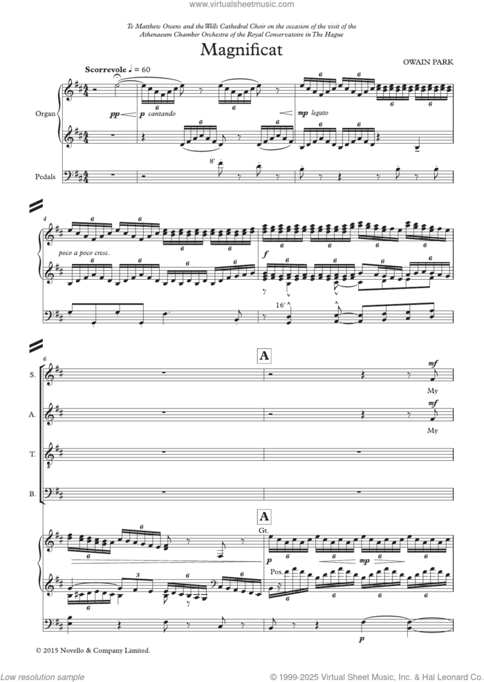 The Wells Service sheet music for choir (Mixed) by Owain Park, classical score, intermediate skill level