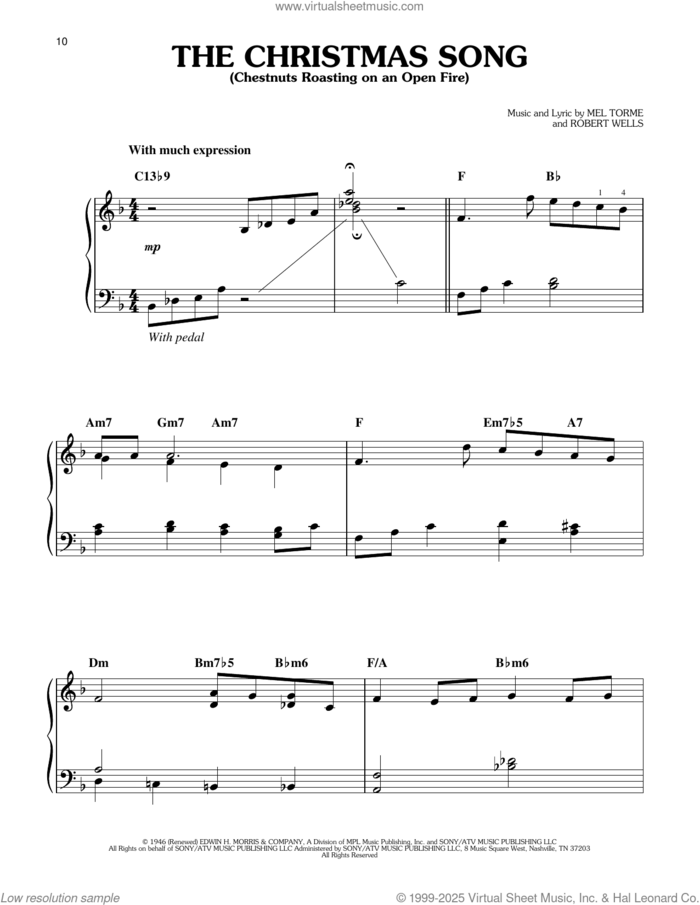 The Christmas Song (Chestnuts Roasting On An Open Fire) (from A Charlie Brown Christmas) sheet music for piano solo by Vince Guaraldi, Mel Torme and Robert Wells, easy skill level