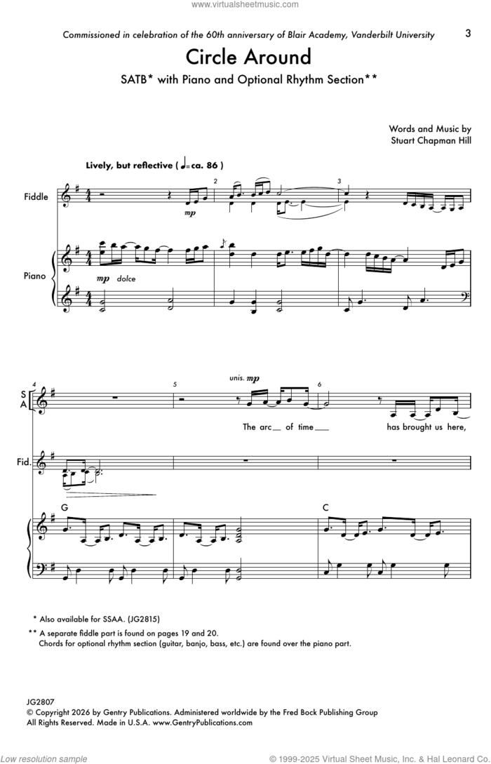 Circle Around sheet music for choir (SATB: soprano, alto, tenor, bass) by Stuart Chapman Hill, intermediate skill level