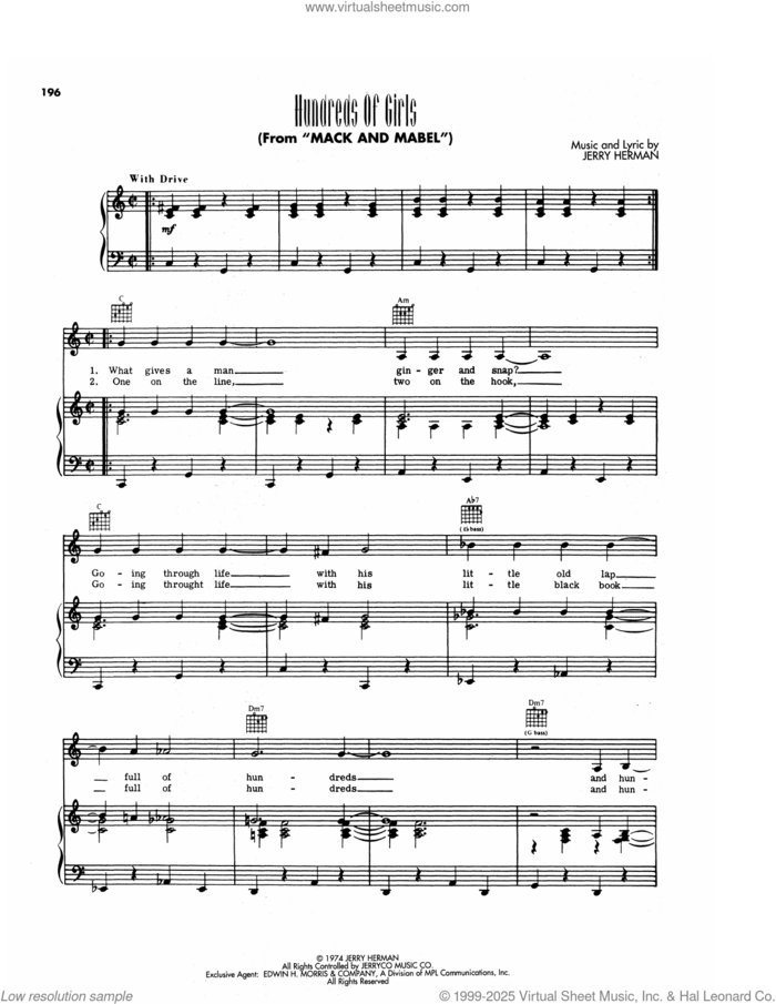 Hundreds Of Girls (from Mack and Mabel) sheet music for voice, piano or guitar by Jerry Herman, intermediate skill level