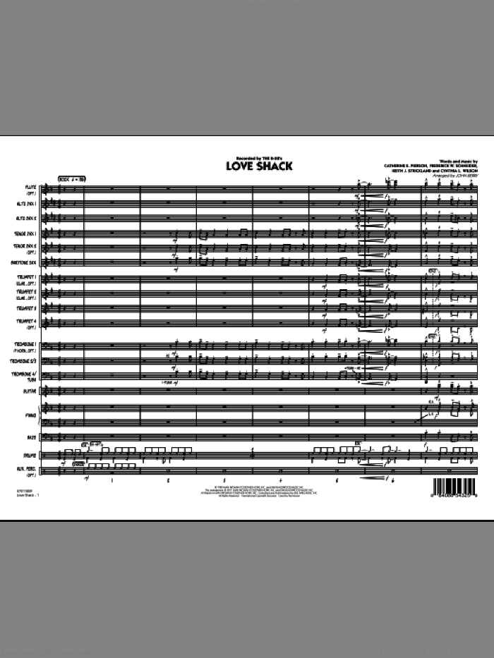 Love Shack (COMPLETE) sheet music for jazz band by John Berry, intermediate skill level