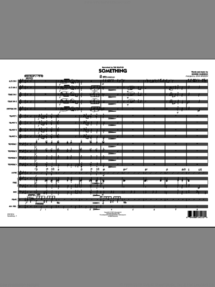 Something (COMPLETE) sheet music for jazz band by George Harrison, John Wasson and The Beatles, intermediate skill level