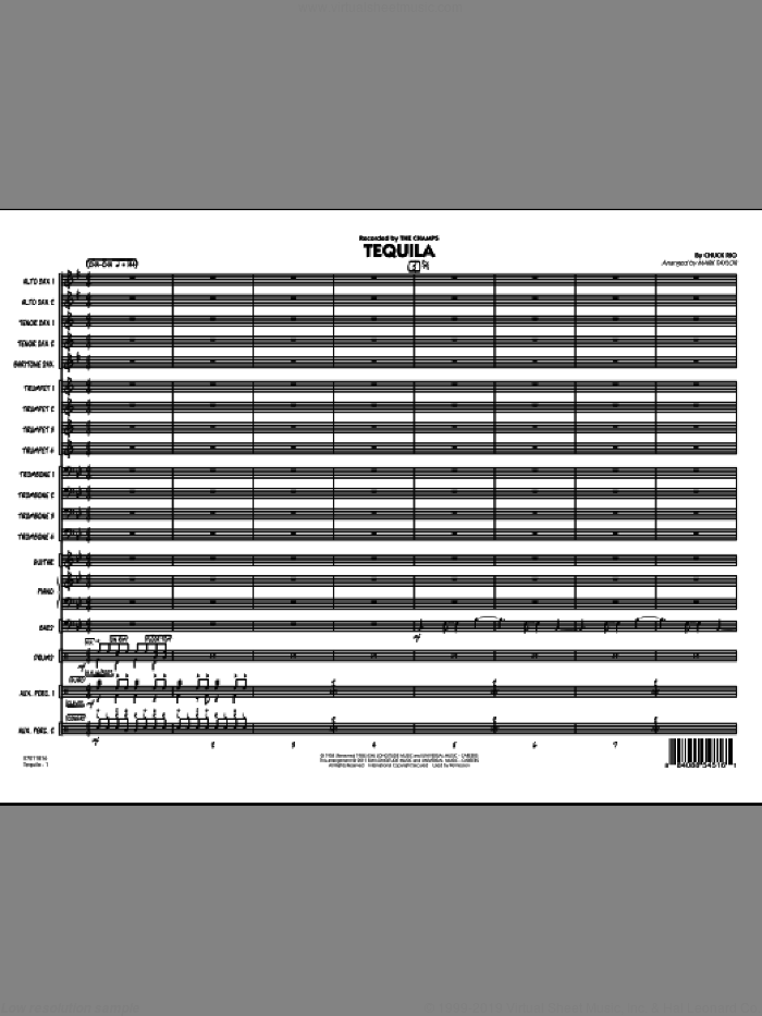 Tequila (COMPLETE) sheet music for jazz band by Mark Taylor, Chuck Rio and The Champs, intermediate skill level
