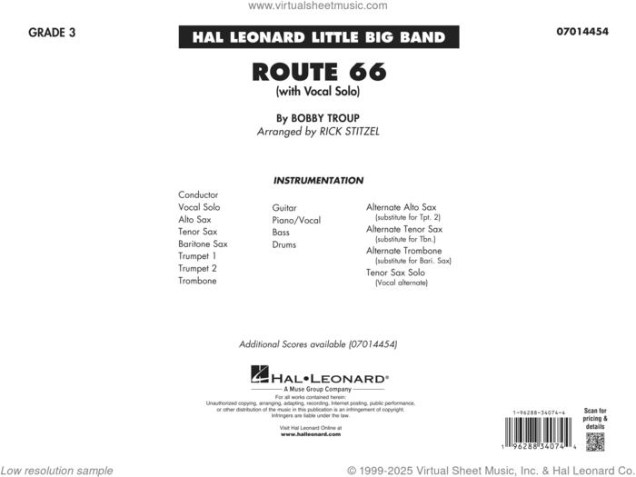 Route 66 (arr. Rick Stitzel) (COMPLETE) sheet music for jazz band by Manhattan Transfer, Bobby Troup and Rick Stitzel, intermediate skill level