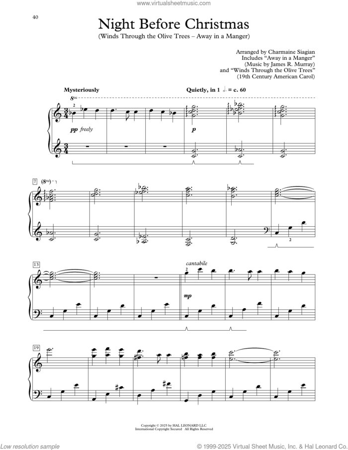 Night Before Christmas sheet music for piano solo (elementary) by Charmaine Siagian, beginner piano (elementary)