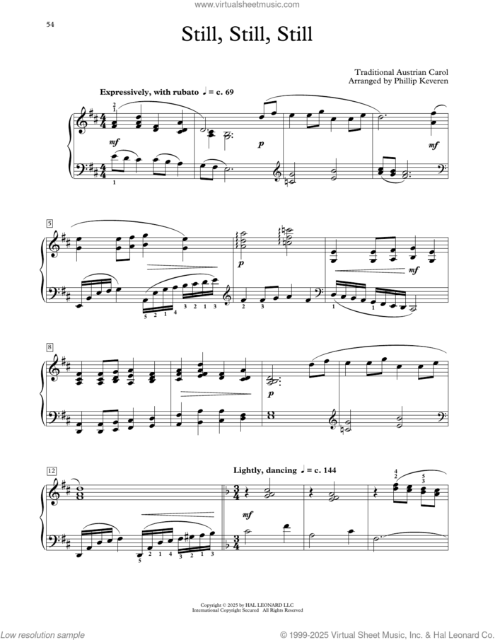 Still, Still, Still (arr. Phillip Keveren) sheet music for piano solo (elementary) by Traditional Austrian Carol and Phillip Keveren, beginner piano (elementary)