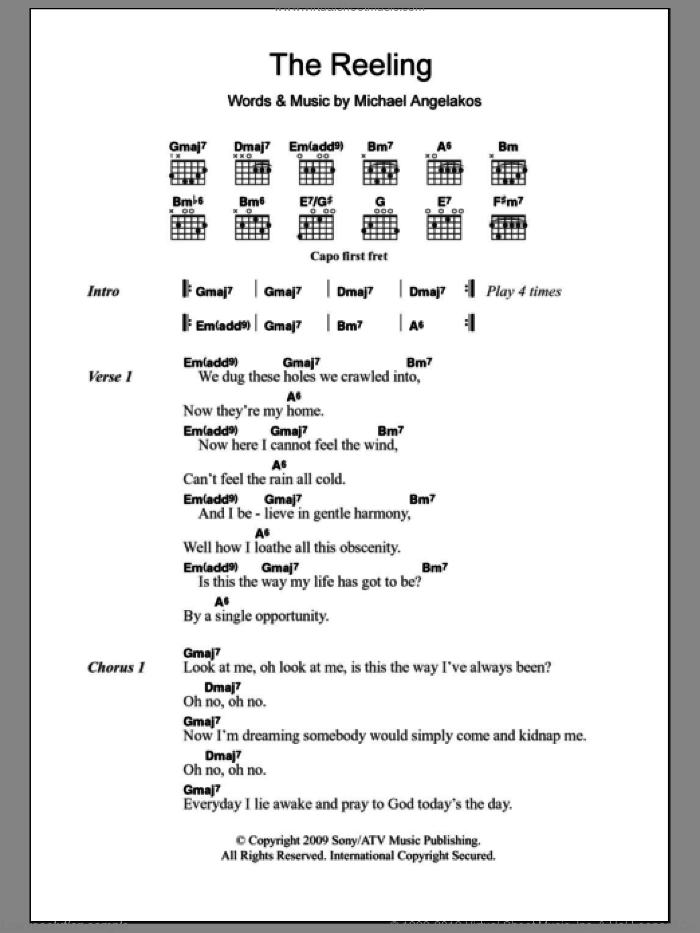 The Reeling sheet music for guitar (chords) by Passion Pit and Michael Angelakos, intermediate skill level