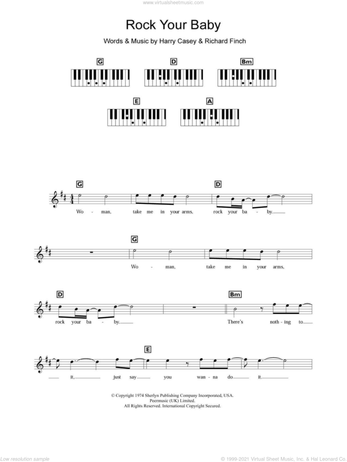 Rock Your Baby sheet music for piano solo (chords, lyrics, melody) by George McRae, Harry Wayne Casey and Richard Finch, intermediate piano (chords, lyrics, melody)