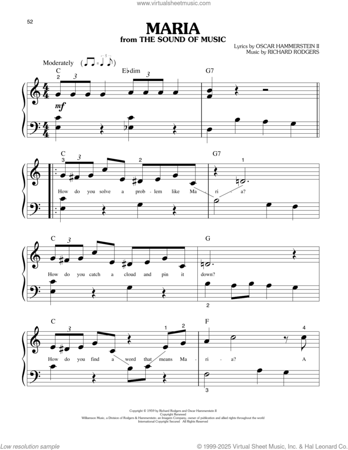 Maria (from The Sound Of Music) (arr. Phillip Keveren) sheet music for piano solo (big note book) by Richard Rodgers, Phillip Keveren, Oscar II Hammerstein and Rodgers & Hammerstein, easy piano (big note book)