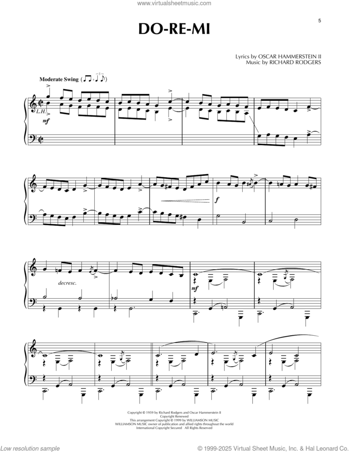 Do-Re-Mi (from The Sound Of Music) sheet music for piano solo by Richard Rodgers, Oscar II Hammerstein and Rodgers & Hammerstein, intermediate skill level