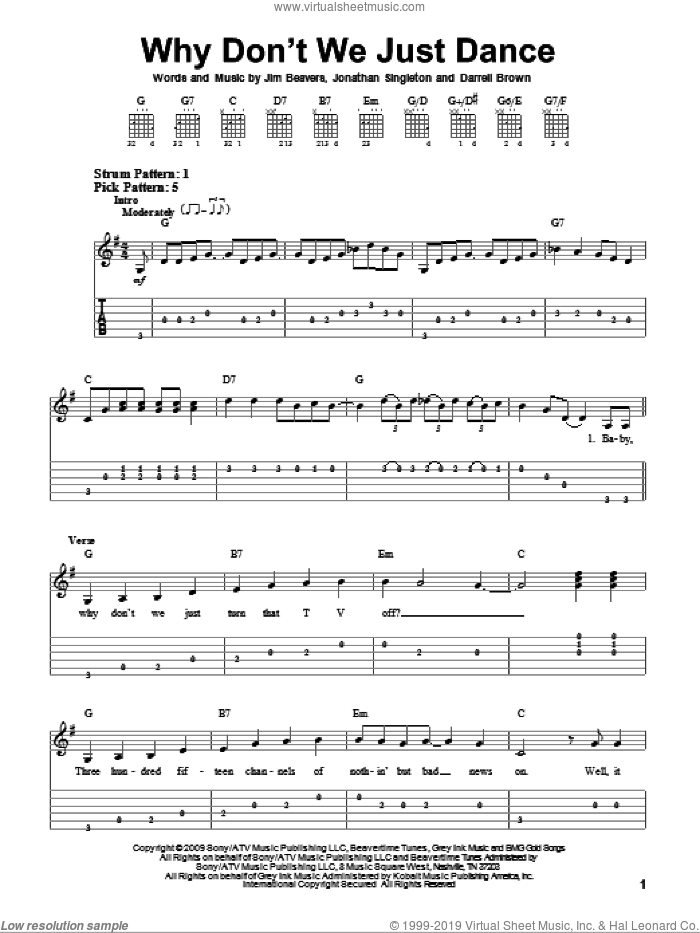 Why Don't We Just Dance sheet music for guitar solo (easy tablature) by Josh Turner, Darrell Brown, Jim Beavers and Jonathan Singleton, easy guitar (easy tablature)