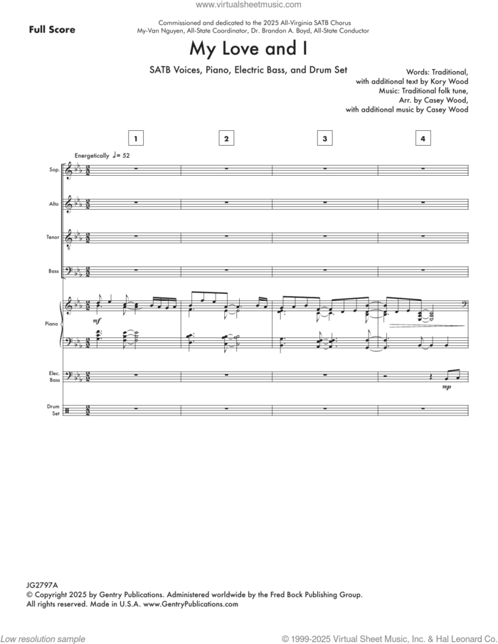 My Love And I (COMPLETE) sheet music for orchestra/band by Casey Wood, intermediate skill level