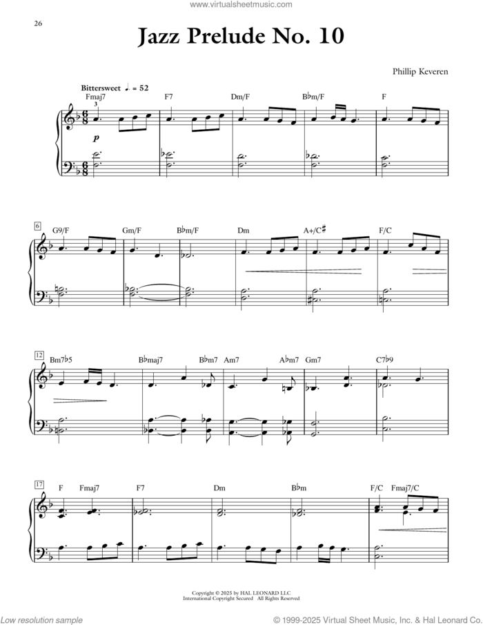Jazz Prelude No. 10 sheet music for piano solo by Phillip Keveren, intermediate skill level