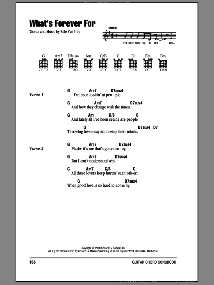 What's Forever For sheet music for guitar (chords) by Michael Martin Murphey and Rafe VanHoy, intermediate skill level