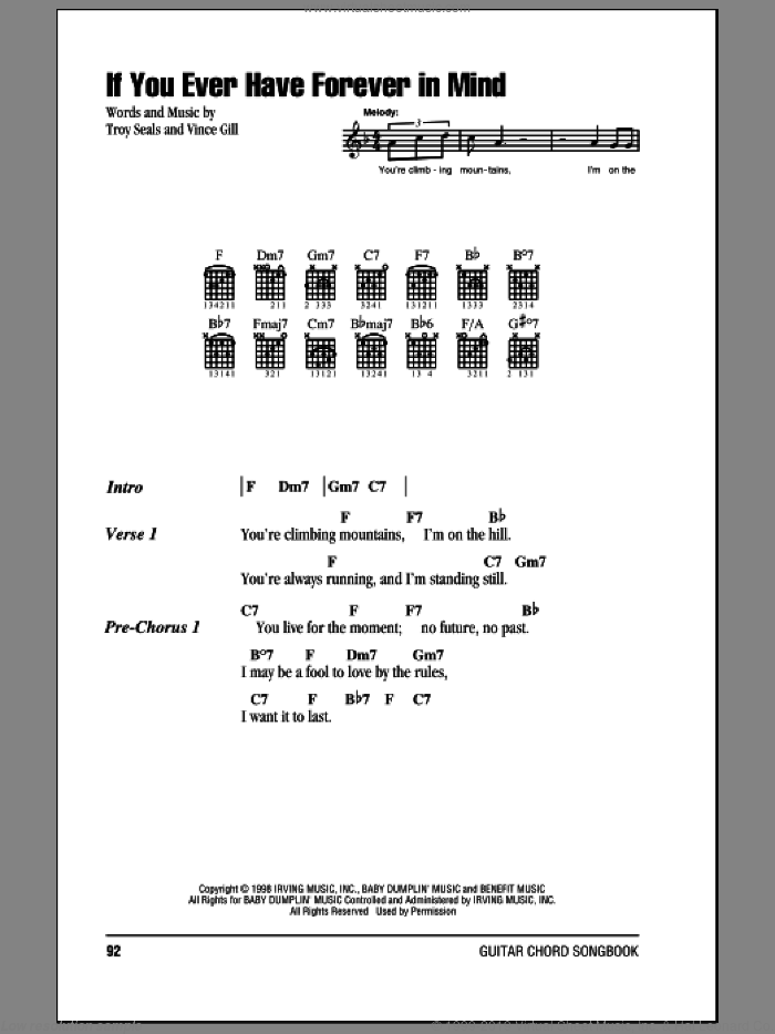 If You Ever Have Forever In Mind sheet music for guitar (chords) by Vince Gill and Troy Seals, intermediate skill level