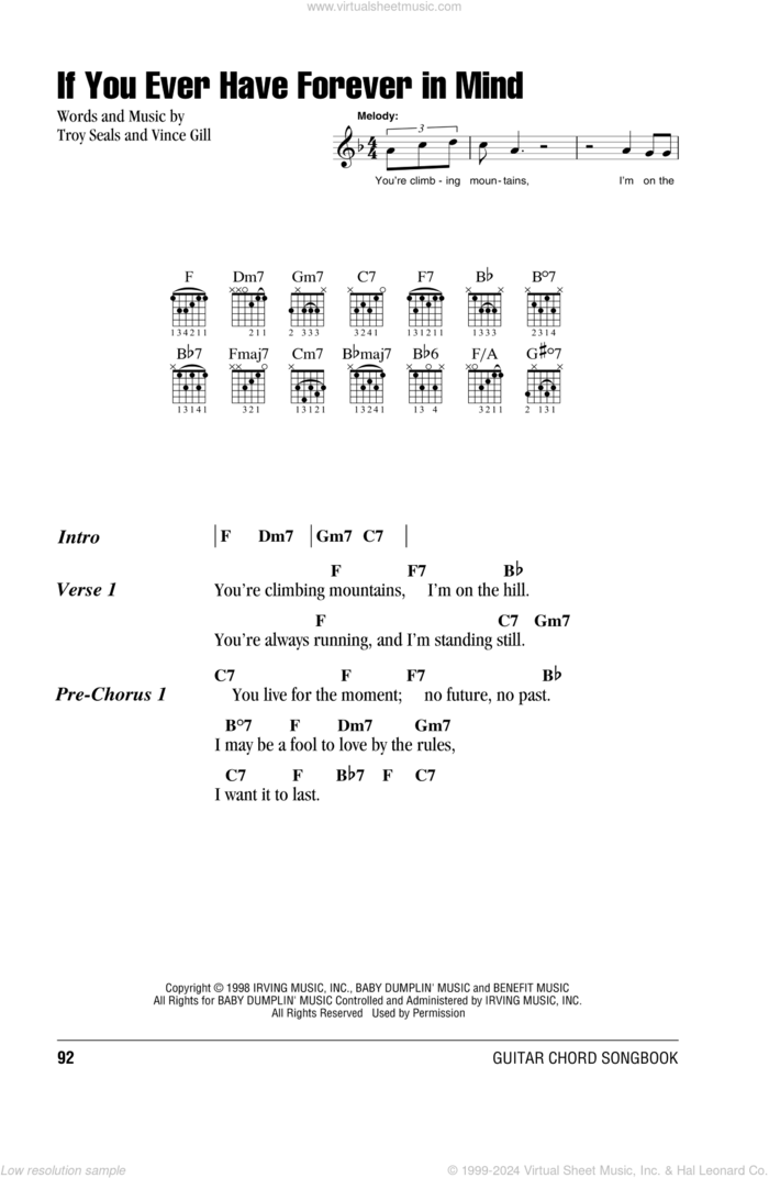 If You Ever Have Forever In Mind sheet music for guitar (chords) by Vince Gill and Troy Seals, intermediate skill level