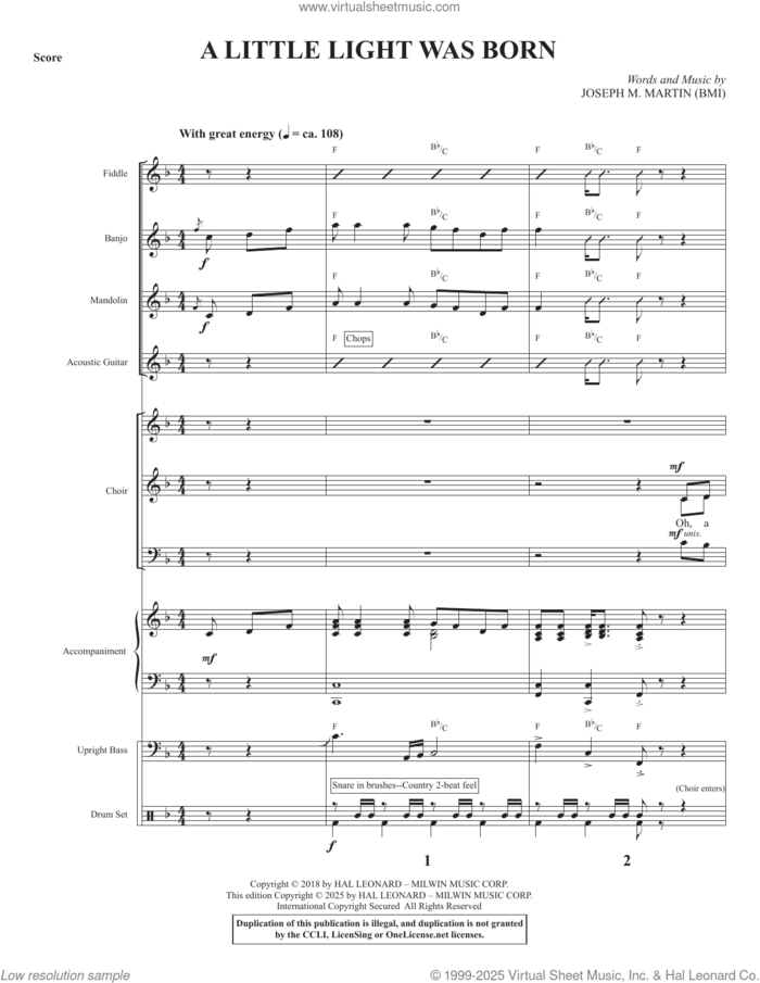 A Little Light Was Born (Consort) (COMPLETE) sheet music for orchestra/band (Consort) by Joseph M. Martin, intermediate skill level